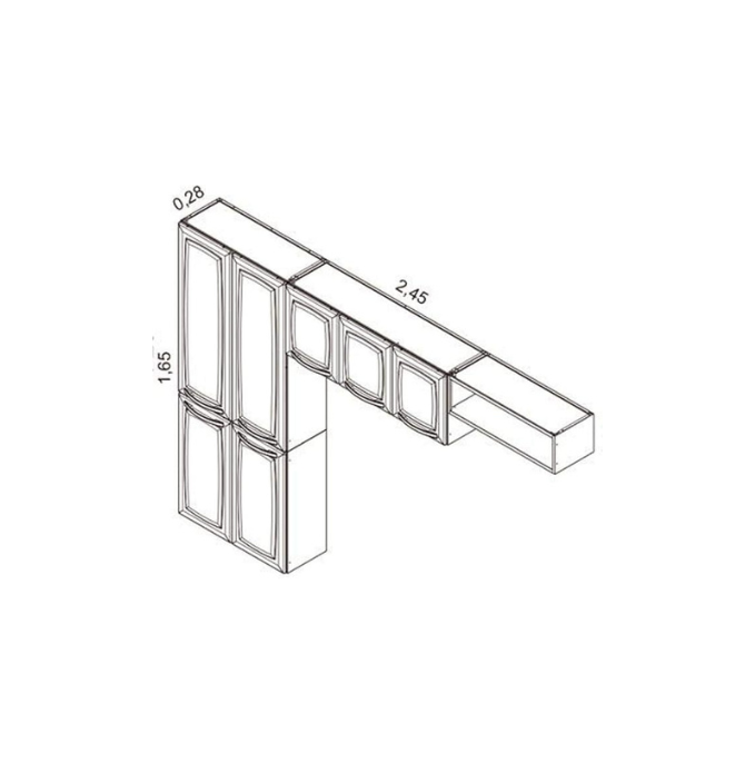 Cozinha 3 Peças 7 Portas Itatiaia Rose com Prateleiras
