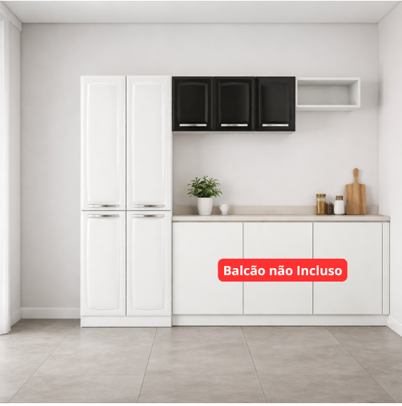 Cozinha 3 Peças 7 Portas Itatiaia Rose com Prateleiras