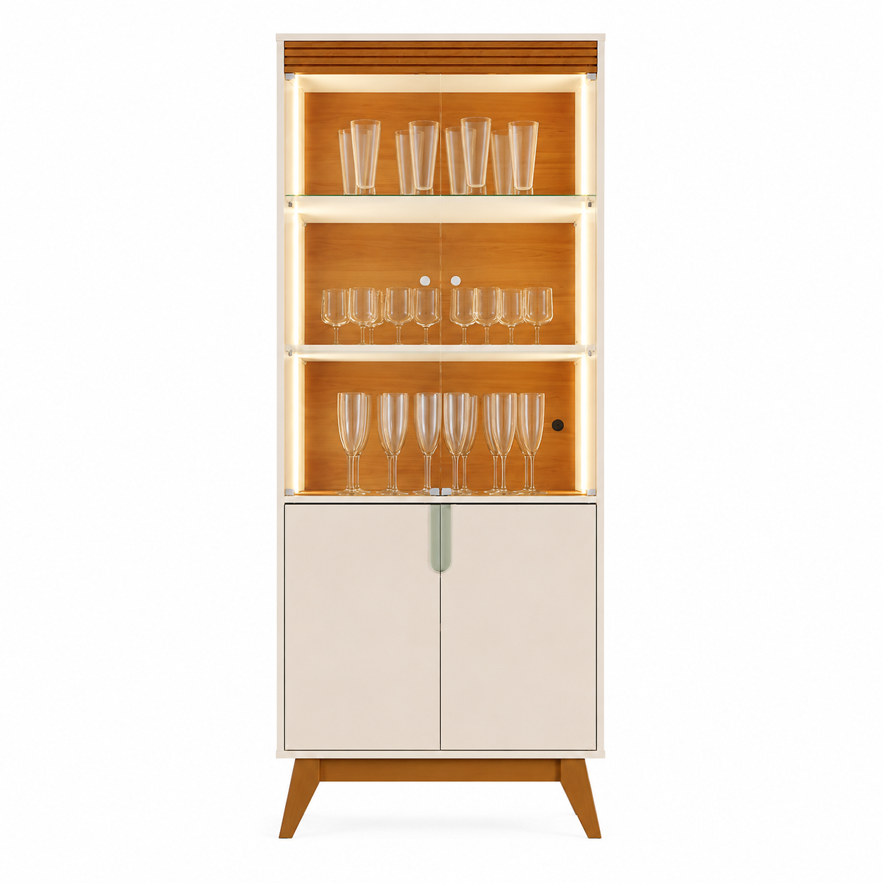 Cristaleira Paraty 4 Portas Mobler - OFF WHITE/CANELA