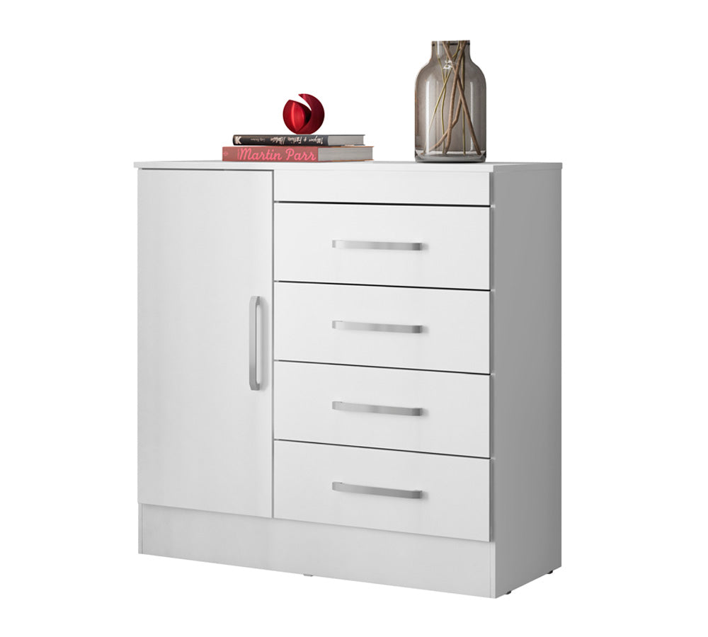 Cômoda com 4 Gavetas 1 Porta Montevideu Demóbile - BRANCO