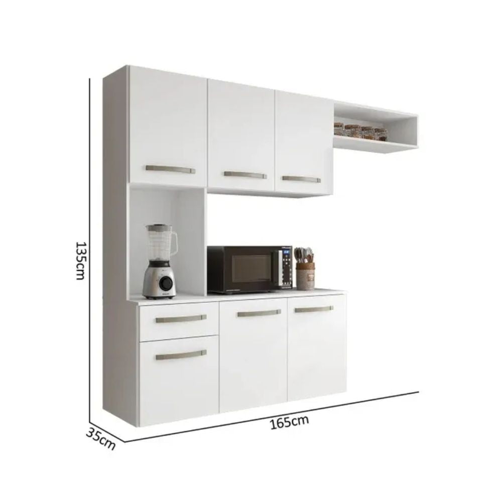 Cozinha Suspensa 6 Portas 1 Gaveta  Belíssima Fiorello - Freijó Off-White