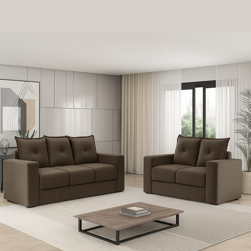Conjunto de Sofá 3x2 Lugares Santa Catarina Bacetto - MARROM