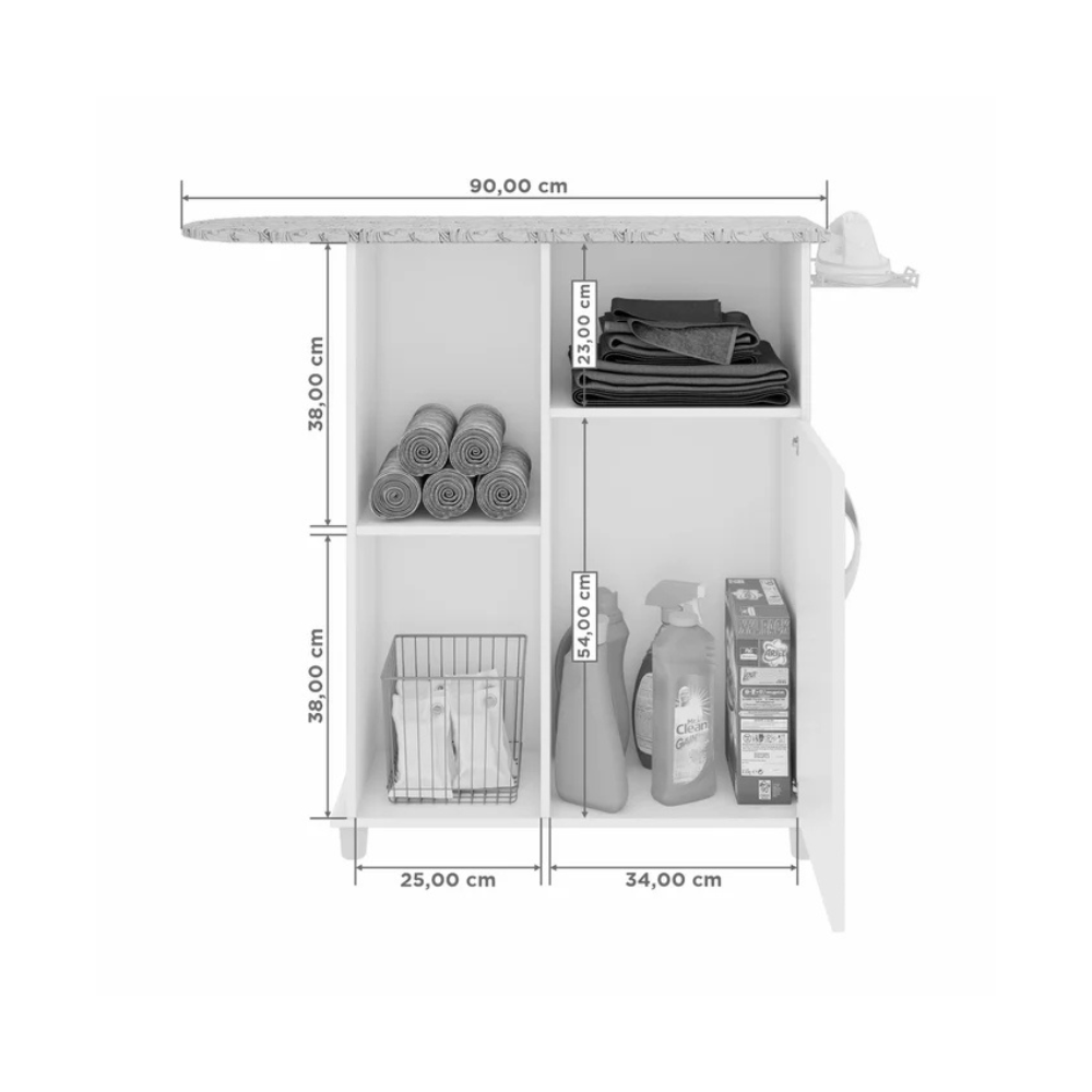 Tábua de Passar Roupa com 1 Porta e 3 Nichos Notável Móveis