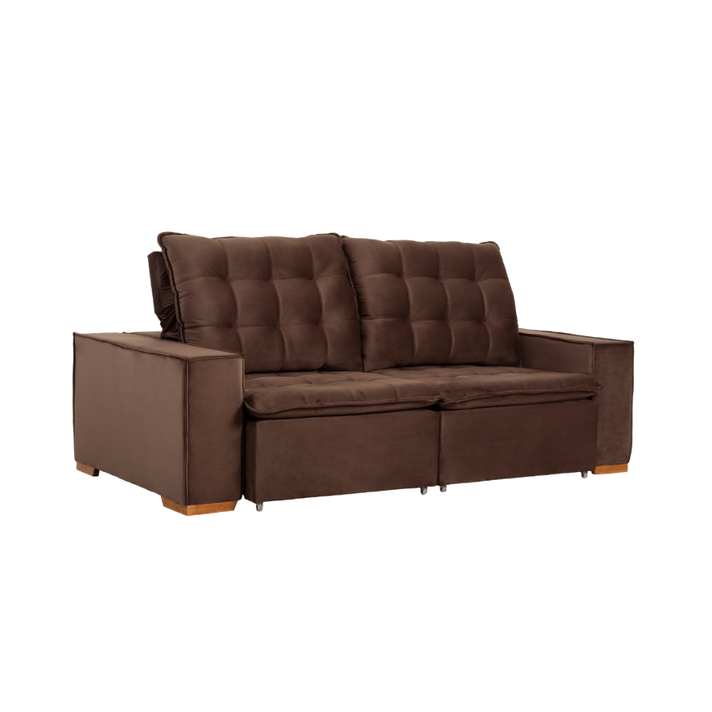 Sofá Retrátil 3 Lugares Dallas Marques Estofados - VELUDO TABACO