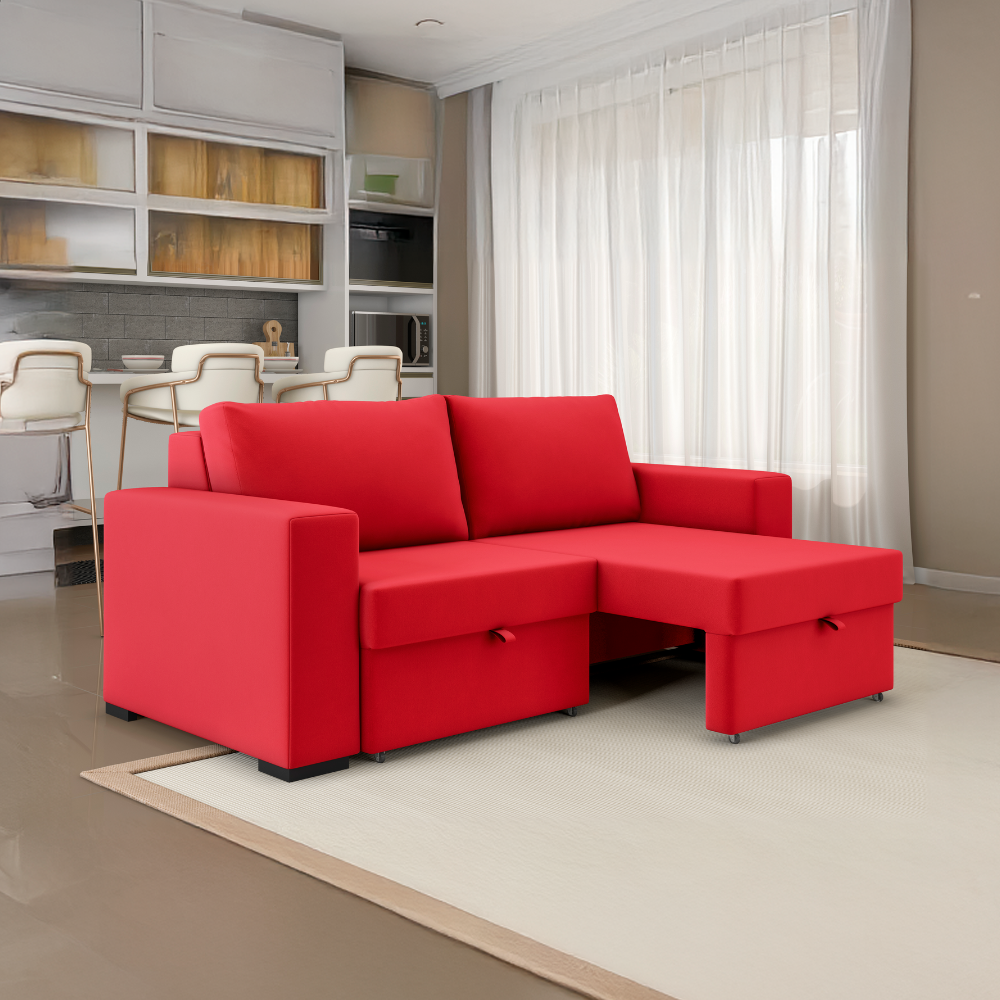 Sofá Retrátil 03 Lugares Mônaco Bacetto - VERMELHO