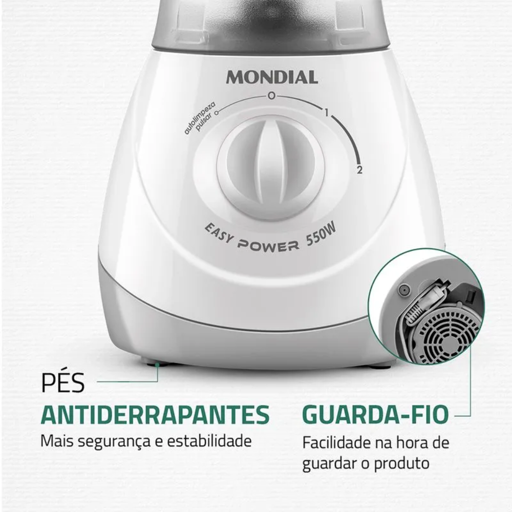 Liquidificador Mondial Easy Power L-550 2 Velocidades 550W - BRANCO