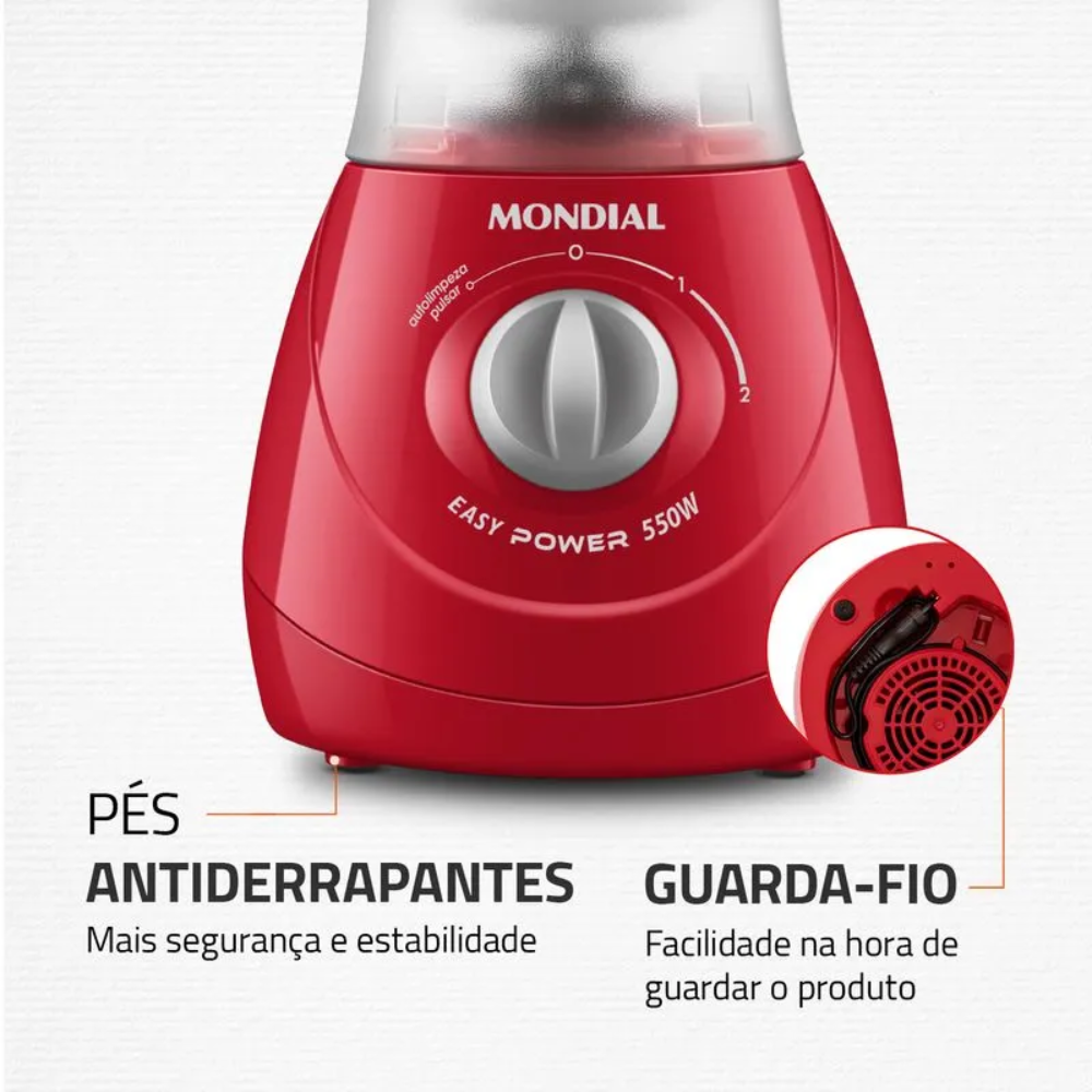 Liquidificador Mondial Easy Power L-550 2 Velocidades 550W - VERM