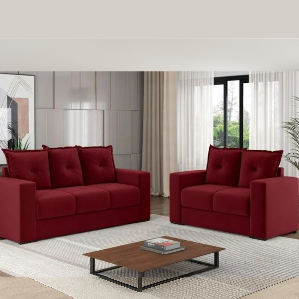 Conjunto de Sofá 3x2 Lugares Santa Catarina Bacetto - VINHO