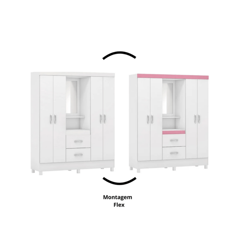 Guarda Roupa Casal Capelinha 4 Portas 2 Gavetas Lord Demóbile