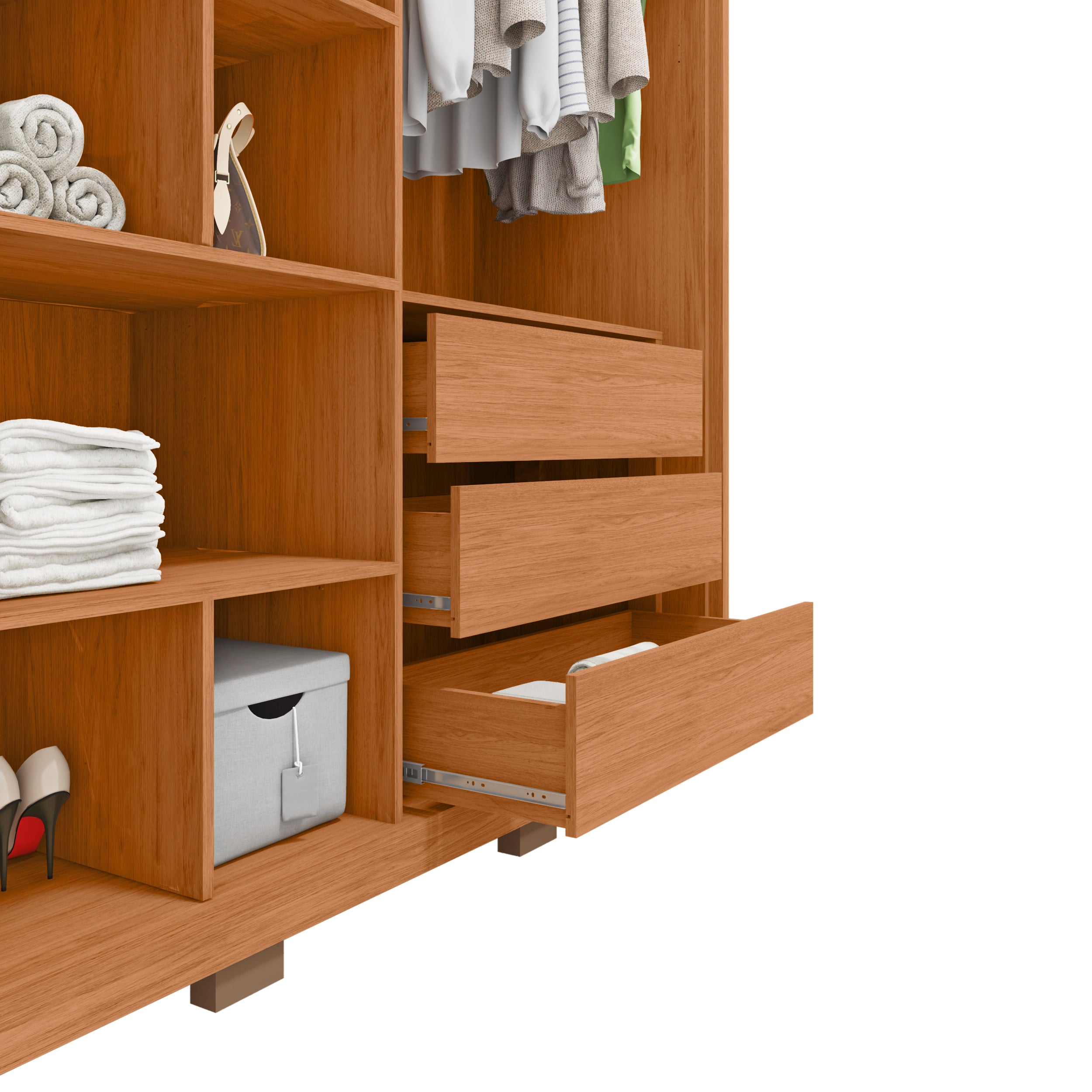 Guarda Roupa Solteiro 2 Portas de Correr com Espelho e 3 Gavetas 1.8 Moviment Caemmun