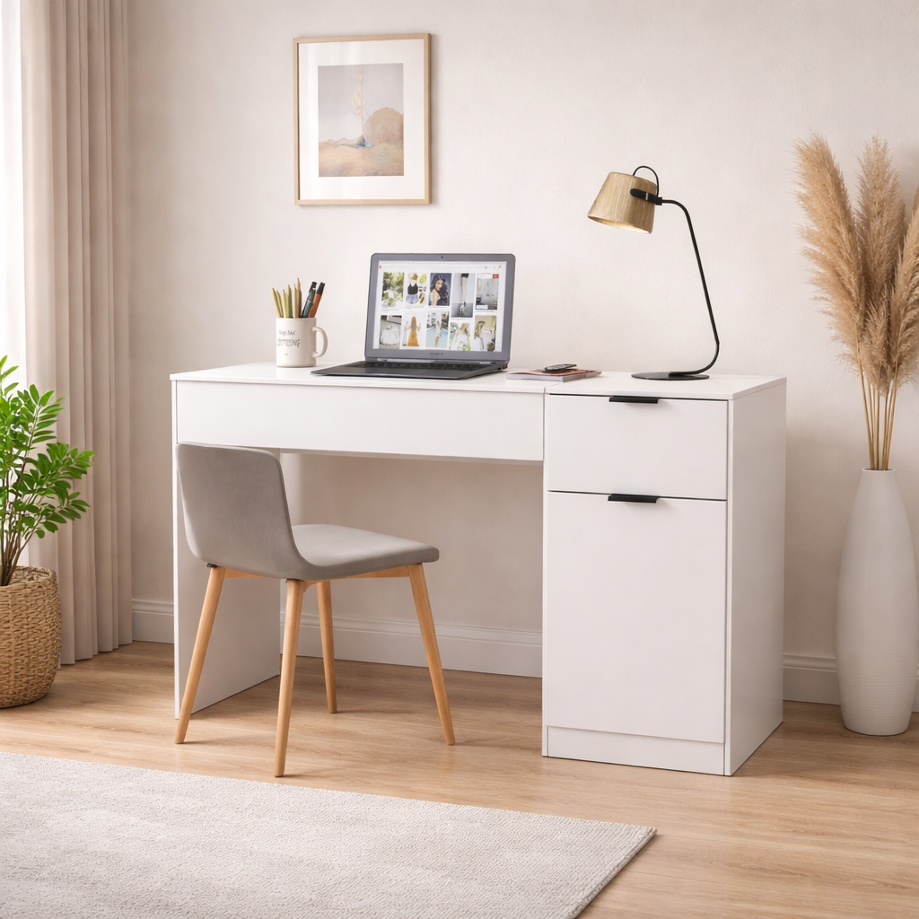 Escrivaninha Penteadeira Monalisa com Espelho 1 Porta 1 Gaveta Fiorello - BRANCO