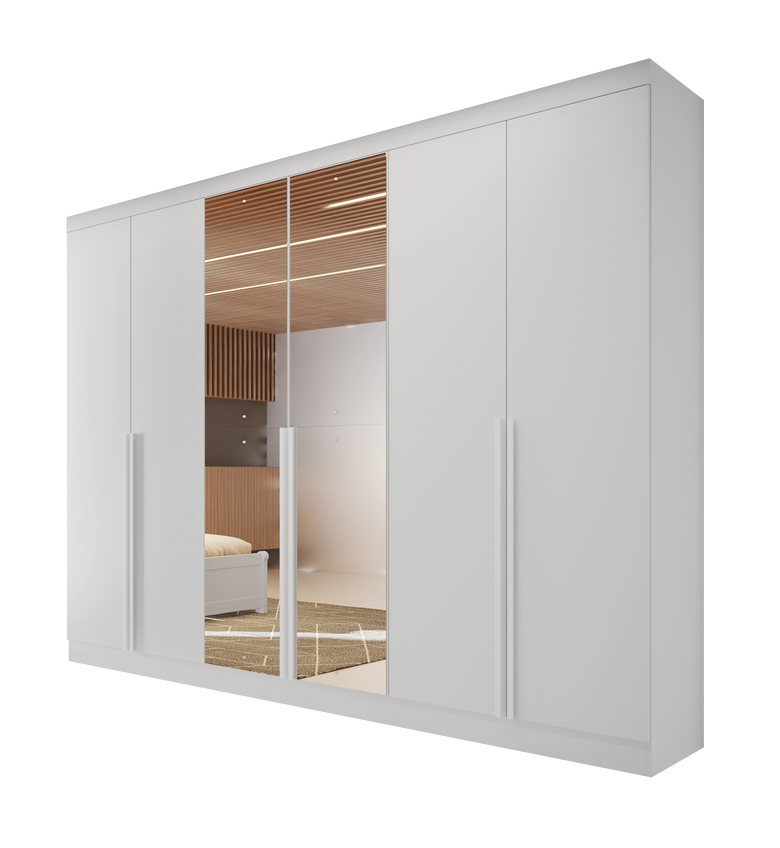 Guarda-Roupa Casal   6 Portas 6 Gavetas Com Espelho MDF Austria Bianchi