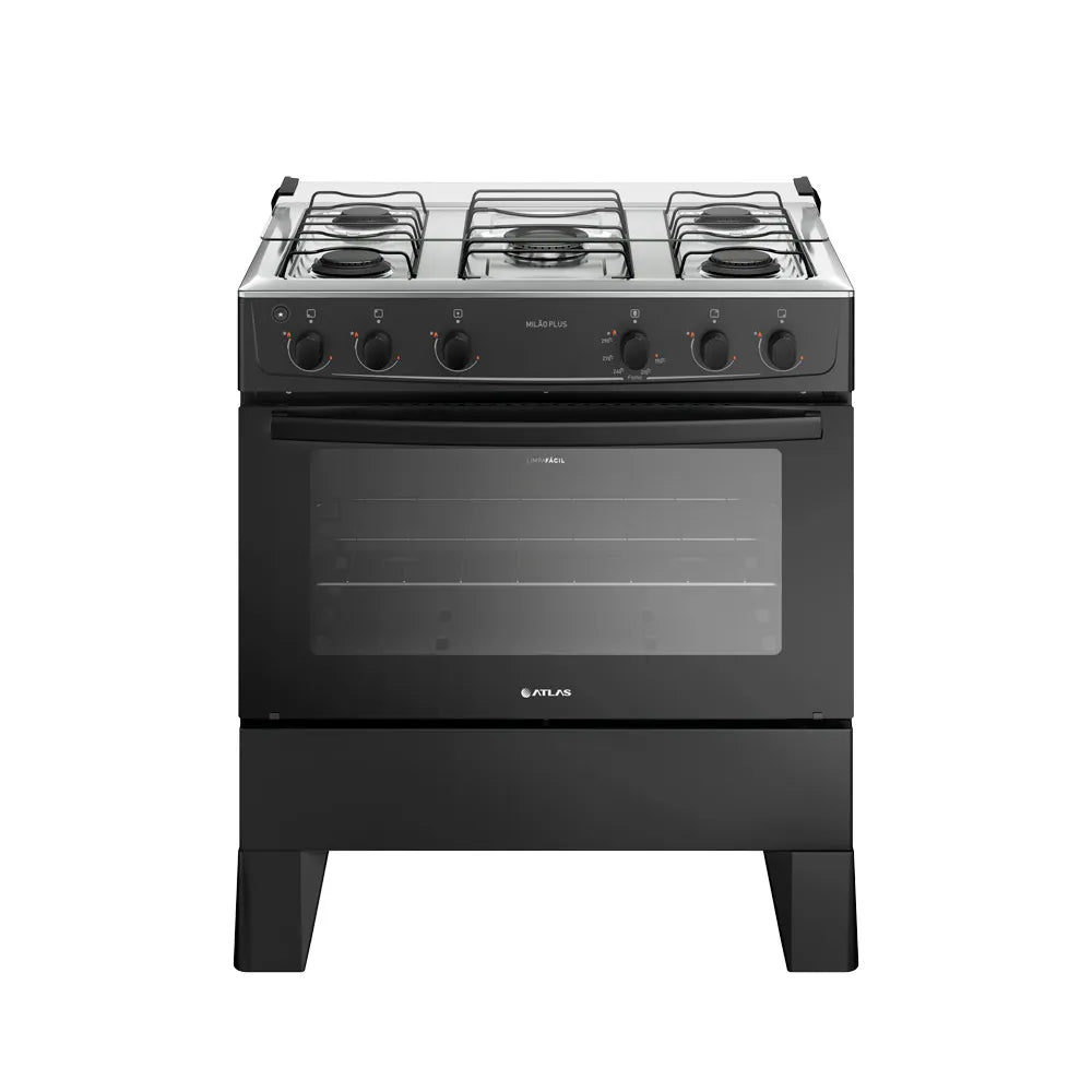 Fogão 5 Bocas  Automático Milão Plus Atlas - PRETO