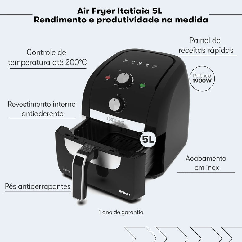 Fritadeira Elétrica Air Fryer Itatiaia 5L