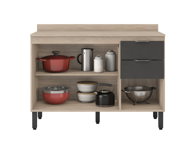 Balcão de Cozinha 3 Portas 2 Gavetas 120cm Com Tampo Firenze Demóbile