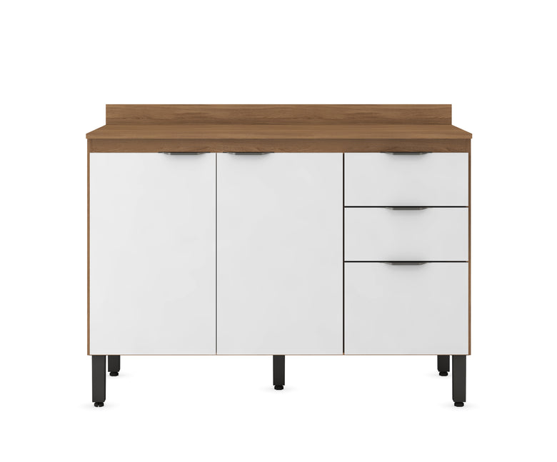 Balcão de Cozinha 3 Portas 2 Gavetas 120cm Com Tampo Firenze Demóbile