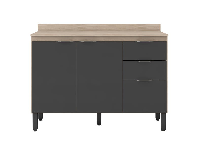 Balcão de Cozinha 3 Portas 2 Gavetas 120cm Com Tampo Firenze Demóbile