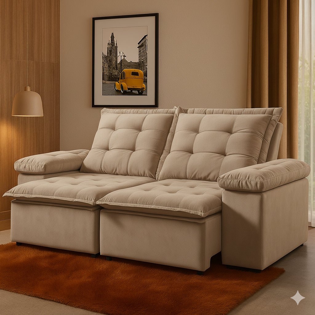 Sofá Retrátil e Reclinável 3 Lugares Dream Bacetto