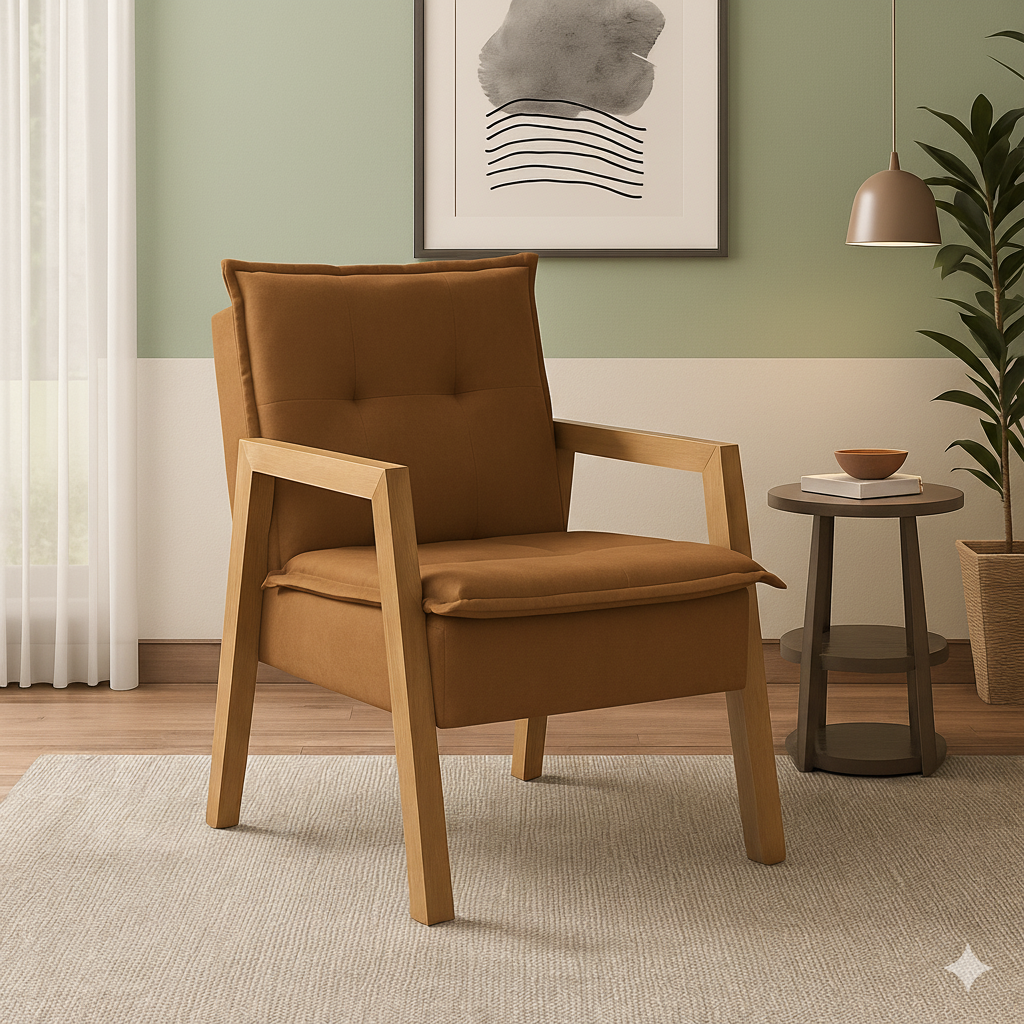 Poltrona 1 Lugar Dinamarca JP Decorações - MARROM