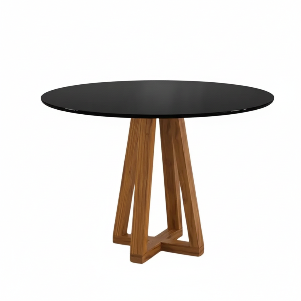 Mesa de Jantar Redonda 90x90 Livia Sonetto - PRETO