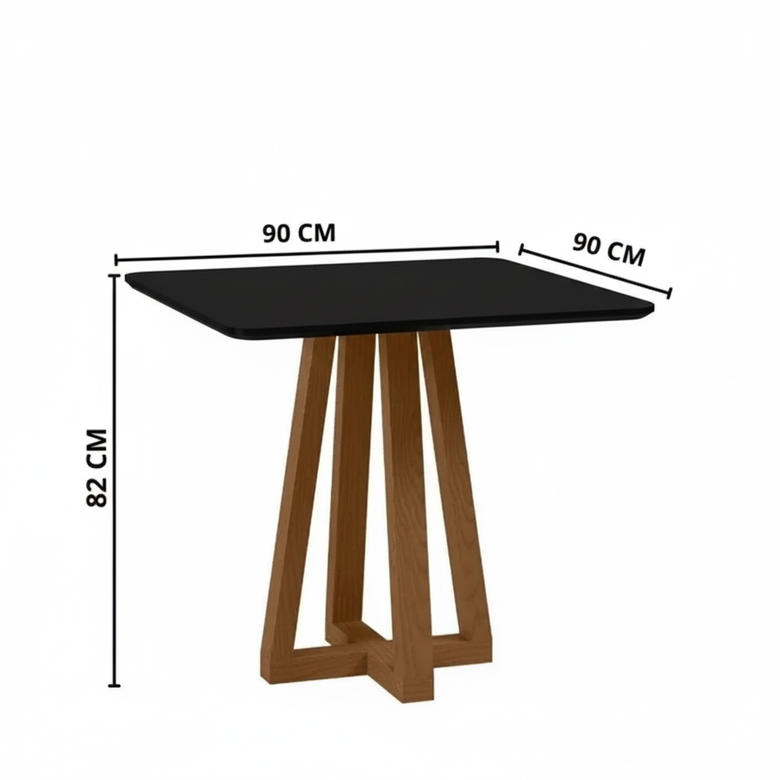 Conjunto de Mesa de Jantar 90x90cm Quadrada com 4 Cadeiras Livia Sonetto