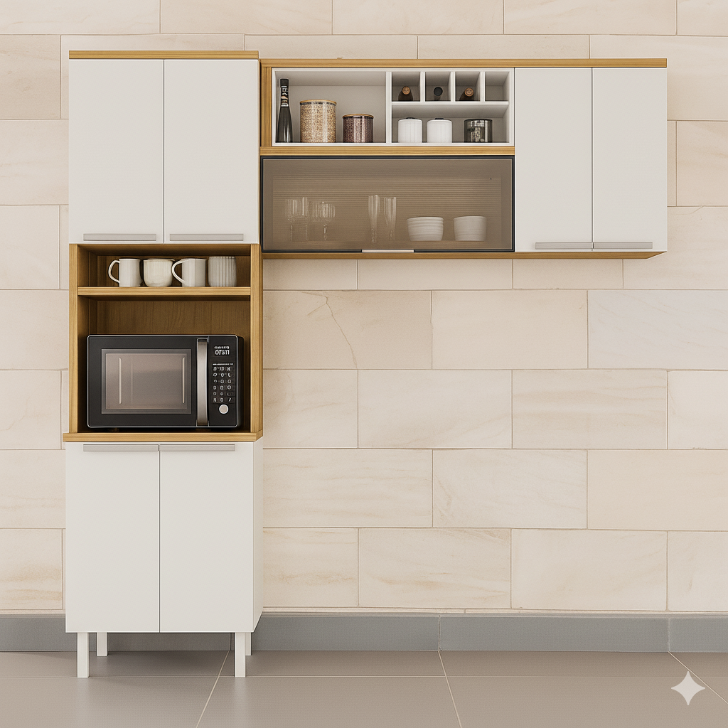 Cozinha Modulada 3 Peças 7 Portas New Porto Itatiaia - OFF WHITE