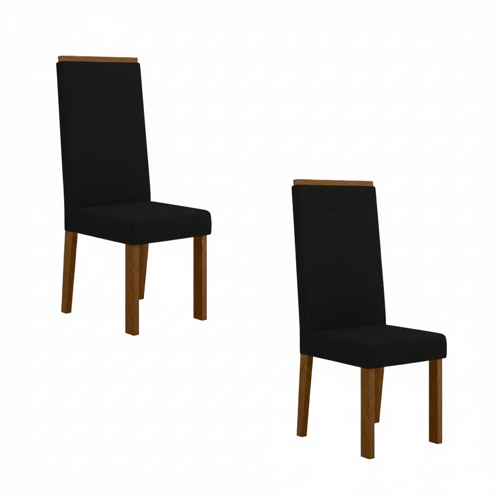 Conjunto 2 Cadeiras Linho Livia Sonetto - AMBAR SUED PRETO