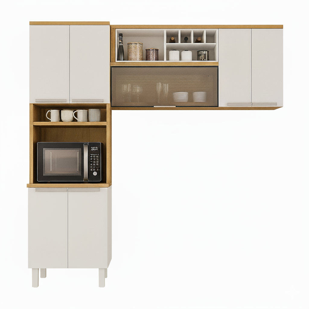 Cozinha Modulada 3 Peças 7 Portas New Porto Itatiaia - OFF WHITE