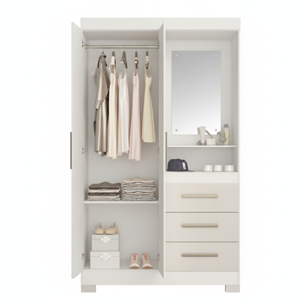 Guarda Roupa Solteiro 2 Portas 3 Gavetas Flex NT6020 Nótável Móveis