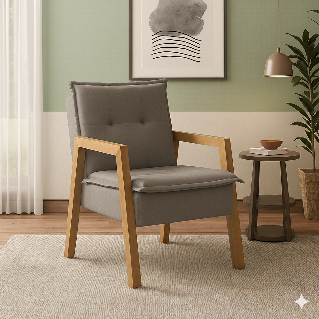 Poltrona 1 Lugar Dinamarca JP Decorações - MARROM