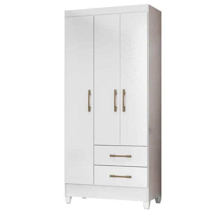 Guarda-Roupa 3 Portas 2 Gavetas Lima Moval - BRANCO / ROSA