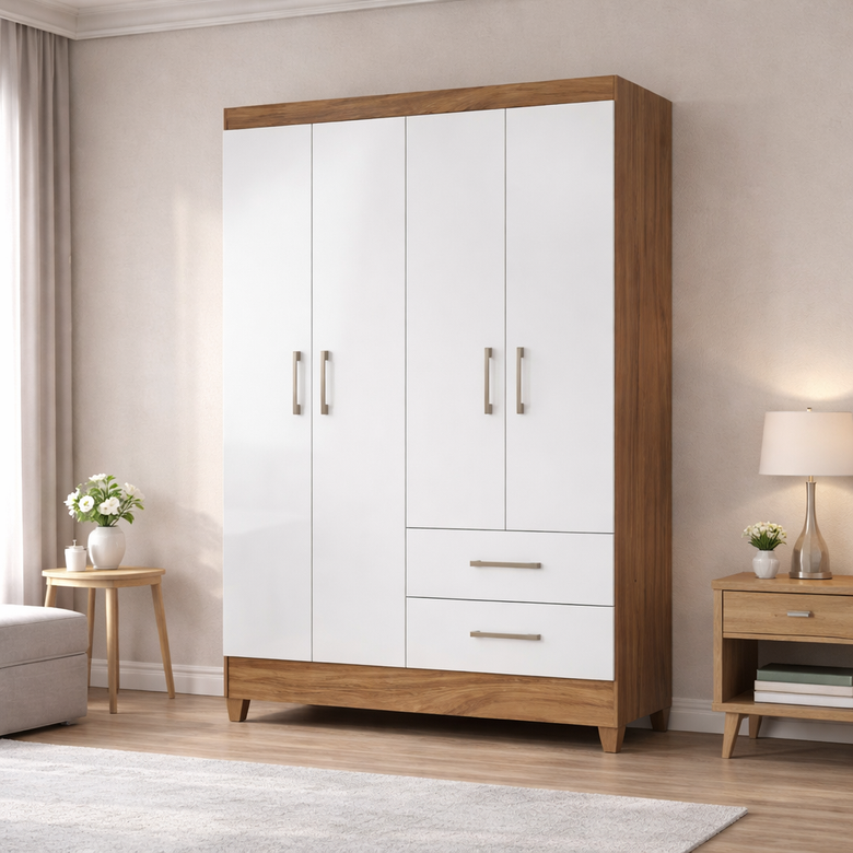 Guarda-Roupa Solteiro 4 Portas 2 Gavetas Chile Moval