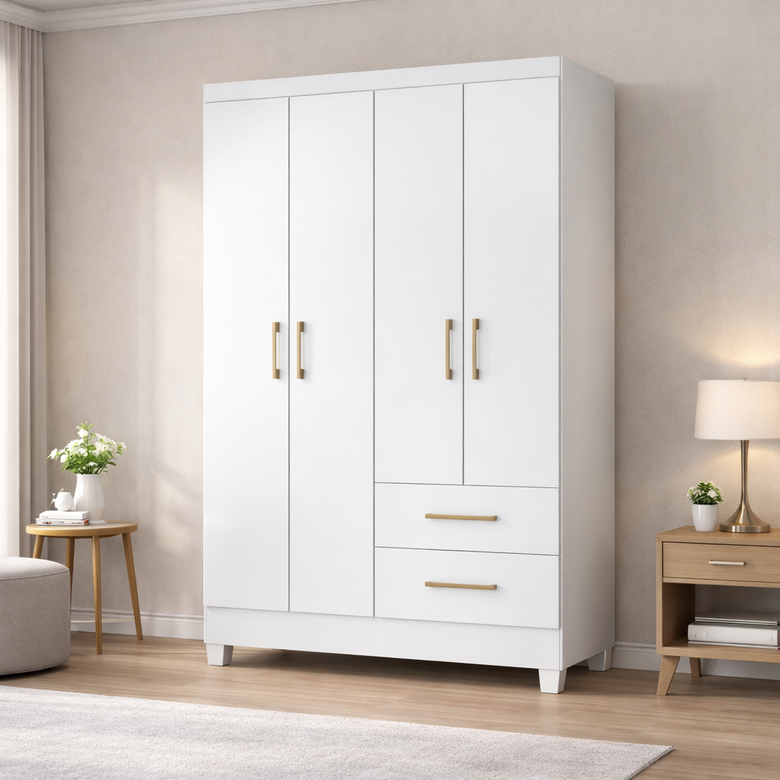 Guarda-Roupa Solteiro 4 Portas 2 Gavetas Chile Moval