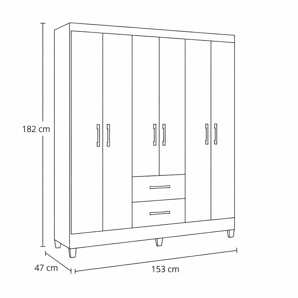 Guarda-Roupa Casal 6 Portas 2 Gavetas Panamá Moval