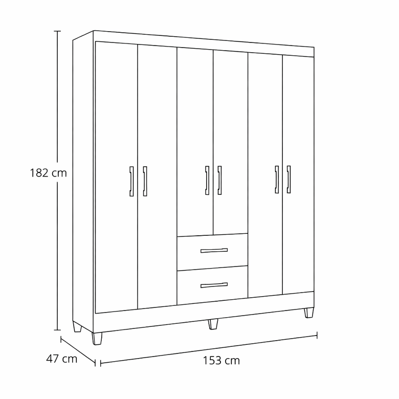 Guarda-Roupa Casal 6 Portas 2 Gavetas Panamá Moval