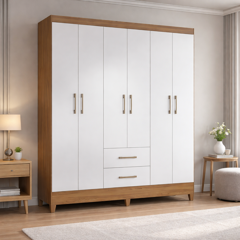 Guarda-Roupa Casal 6 Portas 2 Gavetas Panamá Moval