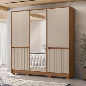 Guarda-Roupa Casal Alasca 10 Portas com Espelho Moval