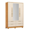 Guarda-Roupa Casal Domo 4 Portas com Espelho e Pés Demóbile