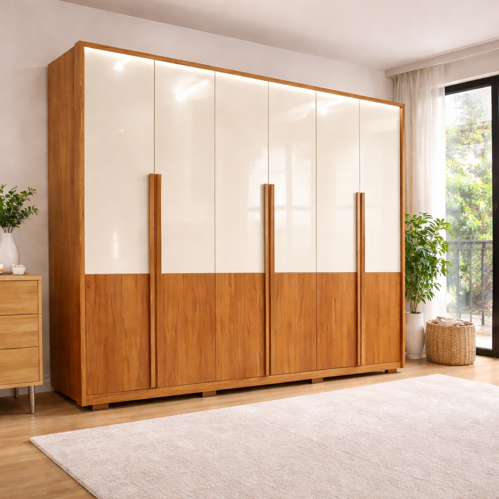 Guarda-Roupa Casal Hopper 2.7 Caemmun com 6 Portas e 6 Gavetas - FREIJO/OFF