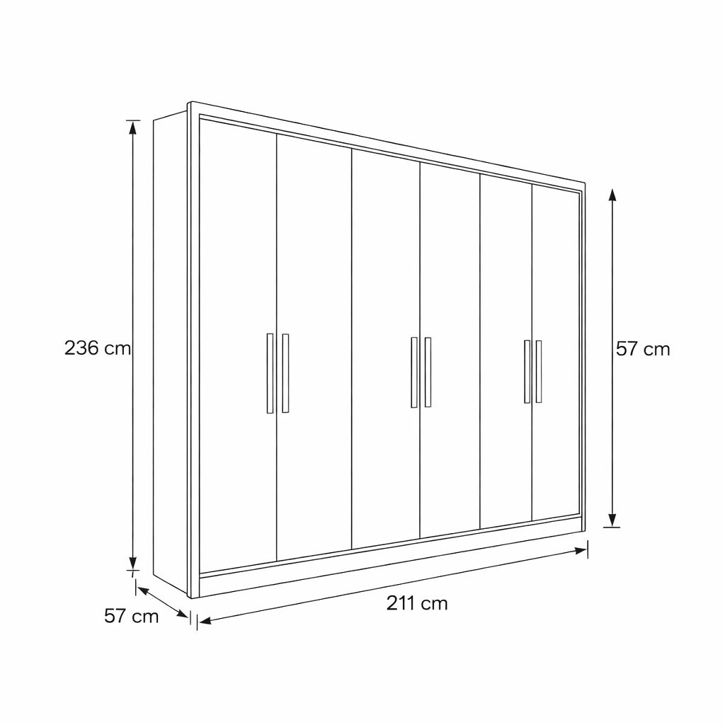 Guarda-Roupa Casal New Vértice 6 Portas 6 Gavetas Novo Horizonte
