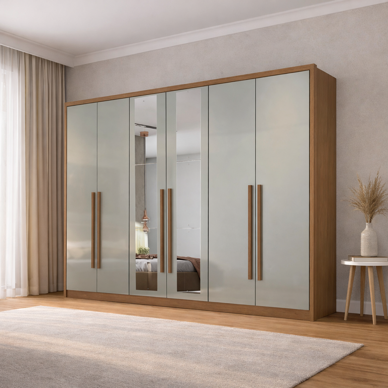 Guarda-Roupa Casal Robust com Espelho 6 Portas 6 Gavetas Novo Horizonte