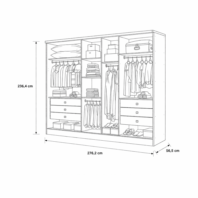 Guarda-Roupa Casal Robust com Espelho 6 Portas 6 Gavetas Novo Horizonte