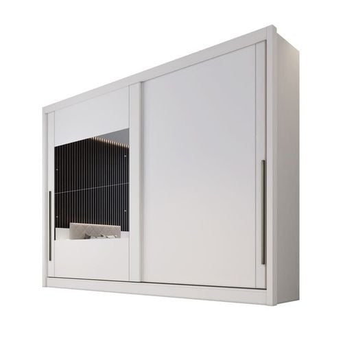 Guarda Roupa Monaco 2 Portas de Correr 6 Gavetas com Espelho Novo Horizonte - BRANCO