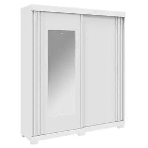Guarda-Roupa Solteiro Athena 2 Portas 3 Gavetas com Espelho ACP - BRANCO