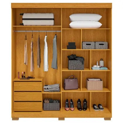 Guarda-Roupa Solteiro Athena 2 Portas 3 Gavetas com Espelho ACP