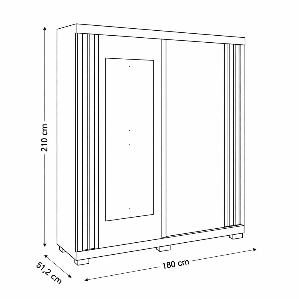 Guarda-Roupa Solteiro Athena 2 Portas 3 Gavetas com Espelho ACP