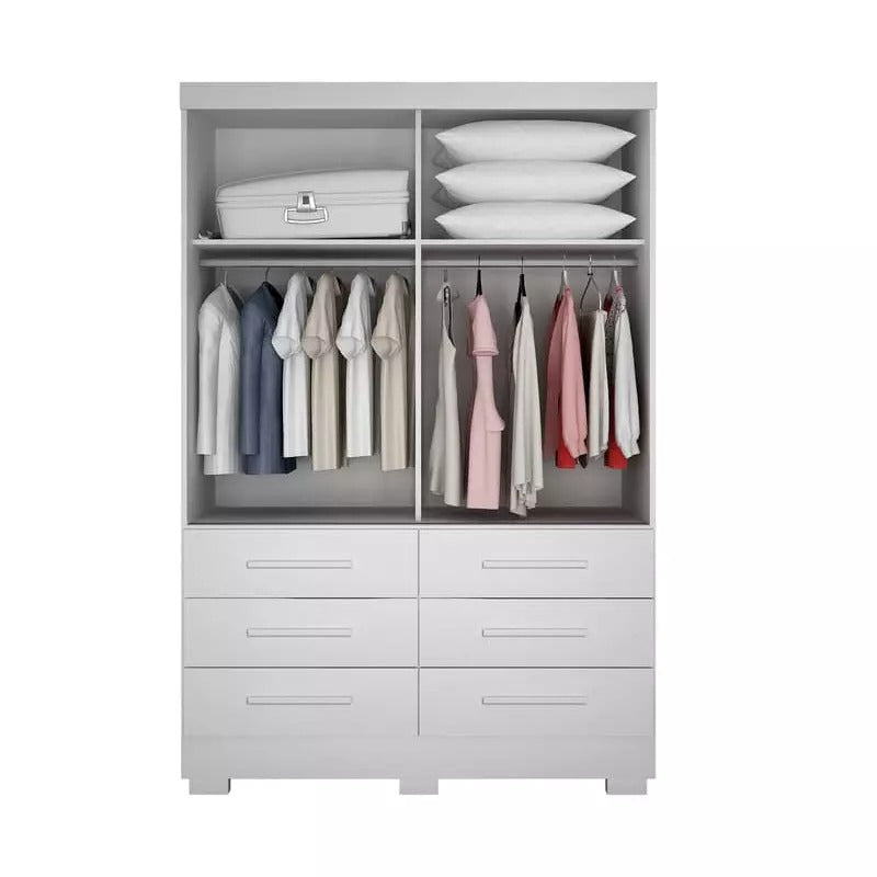 Guarda-Roupa Solteiro Buriti 2 Portas 6 Gavetas com Espelho Novo Horizonte