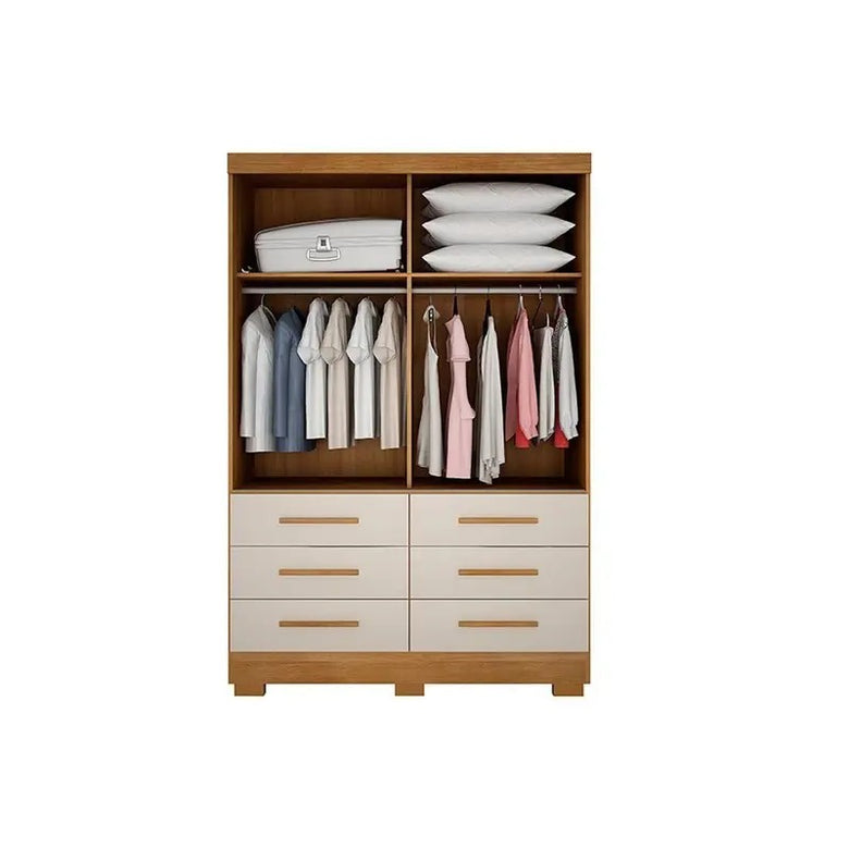 Guarda-Roupa Solteiro Buriti 2 Portas 6 Gavetas com Espelho Novo Horizonte