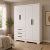 Guarda-Roupa Solteiro Encant 4 Portas 3 Gavetas com Pés Novo Horizonte