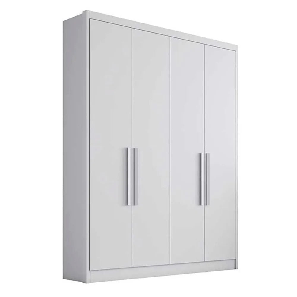Guarda Roupa Solteiro 4 Portas 3 Gavetas MDF Moderni Plus Novo Horizonte - BRANCO